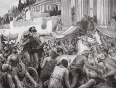 ペイシストラトゥスの巧妙なトリック（リトグラフ） 作： Robert Ambrose Dudley