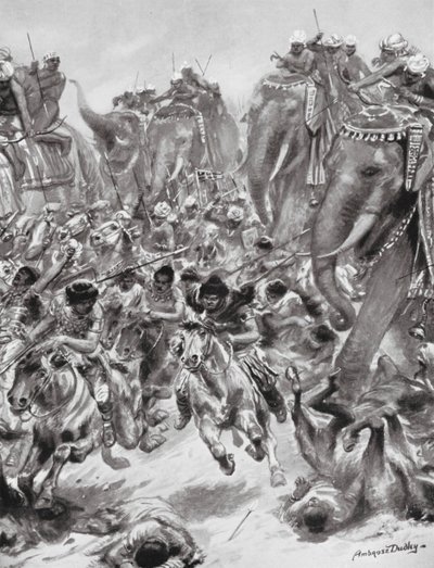 エフタール人（白フン族）の敗北、AD528年（リトグラフ 作： Robert Ambrose Dudley