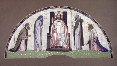 キリストは聖者ピーター、ジョセフ、エドワード、および聖母マリアと即位しました、1914 作： Robert Anning Bell