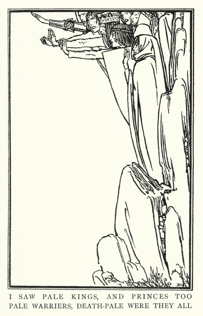 ジョン・キーツの詩のためのイラスト。La Belle Dame Sans Merci（リトグラフ版 作： Robert Anning Bell