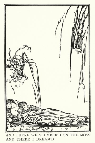 ジョン・キーツの詩のためのイラスト。La Belle Dame Sans Merci（リトグラフ版 作： Robert Anning Bell