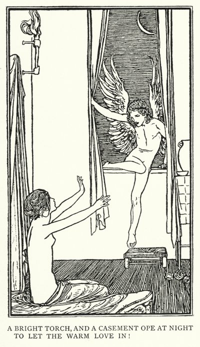 ジョン・キーツの詩のためのイラスト。プシュケへの頌歌」（リトグラフ 作： Robert Anning Bell