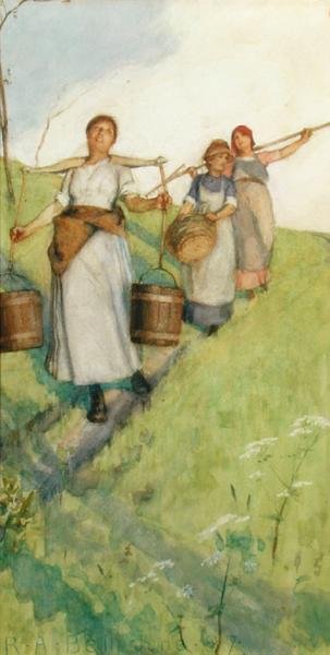 リターニング・ホーム - ザ・ミルクメイズ 作： Robert Anning Bell