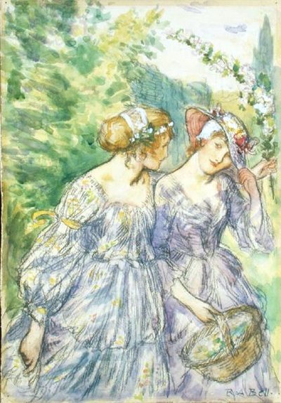 See where my Love A-Maying Goes / With Sweet Dame Flora Playing」（鉛筆、水彩、紙） 作： Robert Anning Bell