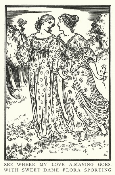 私の愛がどこへ行くのか、甘い女性フローラがスポーツしているところを見てください。 作： Robert Anning Bell