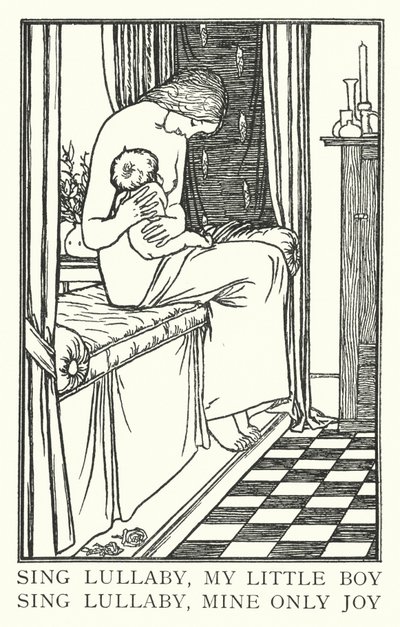歌え子守唄、我が子よ、歌え子守唄、我が唯一の喜びよ（リトグラフ 作： Robert Anning Bell