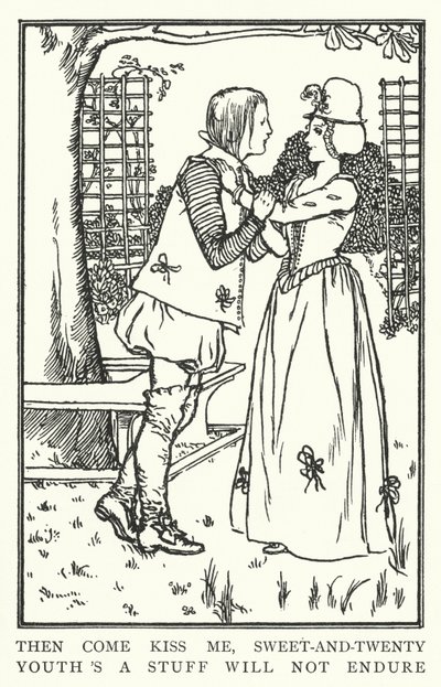 じゃあ、キスしに来てよ、スイートアンドトゥエンティ、青春のものは耐えられないよ(litho) 作： Robert Anning Bell