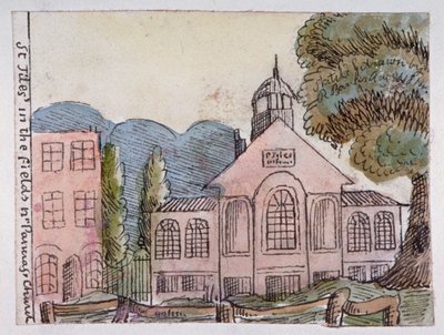 セント ジャイルズ イン ザ フィールズ教会、セント パンクラス、ロンドン、1814 年。 作： Robert Banks