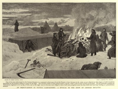冬のキャンペーンのオブジェクトレッスン、ドイツ歩兵の雪のビバーク 作： Robert Barnes