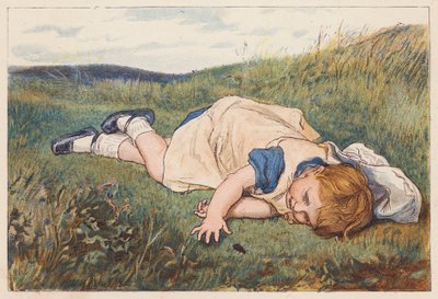 カブトムシに魅せられた少女（カラーリトグラフ） 作： Robert Barnes
