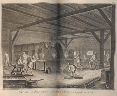 ガラス製造。デニス・ディドロとジャン・ル・ロン・ダランベールによる百科事典、1751-1765。 作： Robert Benard