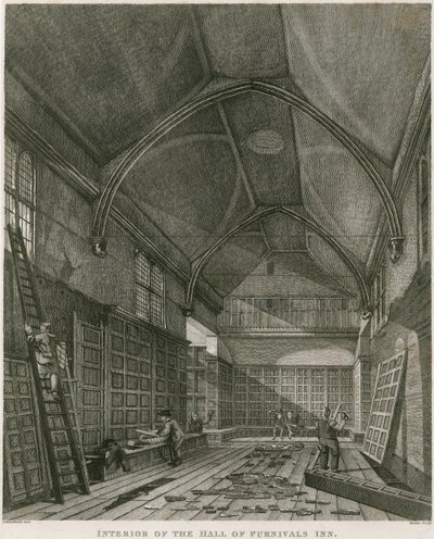 Hall of Furnival&39;s Inn、ホルボーン、ロンドンのインテリア 作： Robert Blemell Schnebbelie
