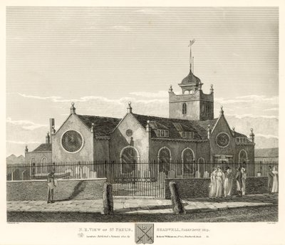 1819年に撮影されたロンドンのシャッドウェル、セントポールの北東ビュー 作： Robert Blemell Schnebbelie