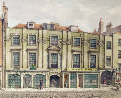 Shaftesbury House、Aldersgate Street、ロンドン、1819（WCスケッチ） 作： Robert Blemell Schnebbelie