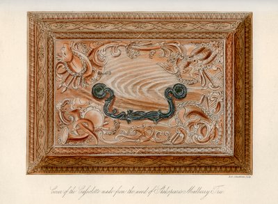 シェイクスピアの桑の木から作られた彫刻が施されたカソレット、18 世紀、1840 年 作： Robert Blemmell Schnebbelie