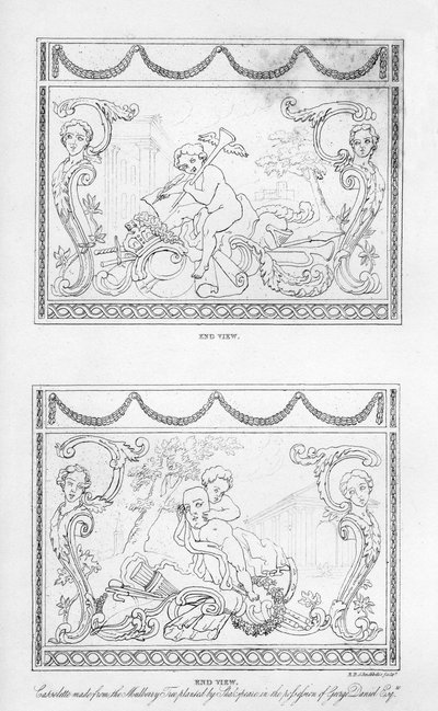 シェイクスピアの桑の木から作られた彫刻が施されたカセット。18世紀、1840年。 作： Robert Blemmell Schnebbelie