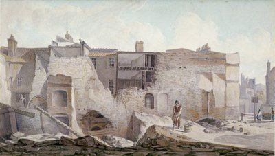 ホーリー トリニティ修道院の一部の廃墟の眺め、アルドゲート、ロンドン市、1824 年。 作： Robert Blemmell Schnebbelie