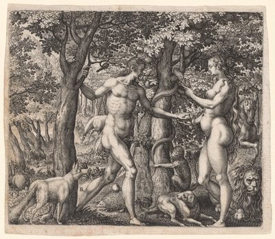 アダムとイブ、1500年代後半。 作： Robert Boissard