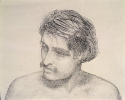 男の頭の習作（紙に鉛筆） 作： Robert Braithwaite Martineau