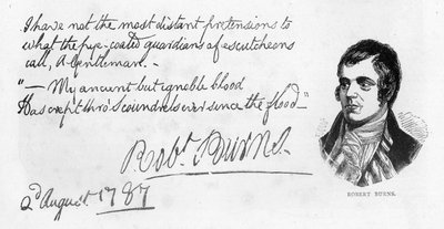 ロバートバーンズの手書きおよび署名、1787 作： Robert Burns