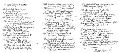 クイーンメリーズラメント、ロバートバーンズの手書きの詩、18世紀後半、1840 作： Robert Burns