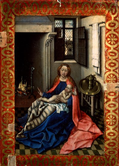 暖炉の前のマドンナと子供、1430年代。 作： Robert Campin