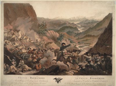 1805年、バグラチオン王子はコサックを率いてアルプを攻撃する 作： Robert Carr Porter
