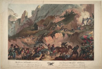 1799年、1804年に悪魔の橋を渡るロシア軍 作： Robert Carr Porter