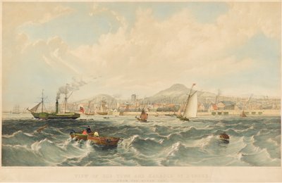 ダンディーの町と港の眺め、1850年頃（リトグラフ 作： Robert Carrick