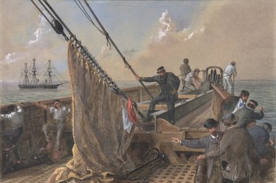 グラップルの最初の試みのためにクリアされたグレート イースタンのフォワード デッキ...、1865-66。 作： Robert Charles Dudley