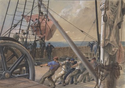 1865 年 8 月 2 日、1865 年 8 月 2 日、打ち上げのための大型ブイの 1 つからの脱出。 作： Robert Charles Dudley