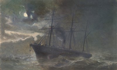 1866 年 8 月 26 日の夜、1865 年のケーブルの湾を持ち上げるアルバニー。 作： Robert Charles Dudley