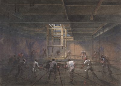 グレート イースタン号に搭載されたタンクの 1 つの内部の眺め、1865 ～ 66 年。 作： Robert Charles Dudley