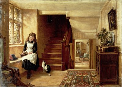 猫と遊ぶ女の子とのインテリア 作： Robert Collinson
