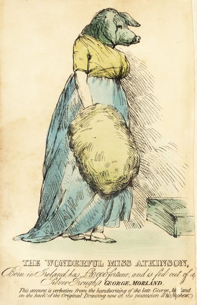 1815年頃のロンドンで有名な豚顔の女性. 作： Robert Cooper