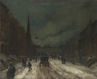 雪のあるストリートシーン（ニューヨーク、57番街）、1902 作： Robert Cozad Henri