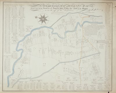 ハックニーマーシュの新しい正しい地図、1745 作： Robert Davies