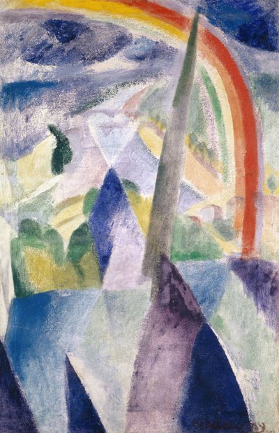 パリのノートルダム ビューの尖塔、ノートルダム、1909-1914。 作： Robert Delaunay