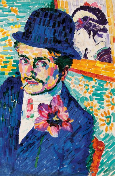 チューリップを持つ男（ジャン・メッツィンガーの肖像） 作： Robert Delaunay