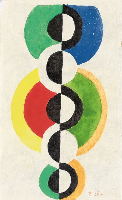 リズム、1932年頃（ジャポンナクレ紙にガッシュ、水彩、ブラシ、インク） 作： Robert Delaunay