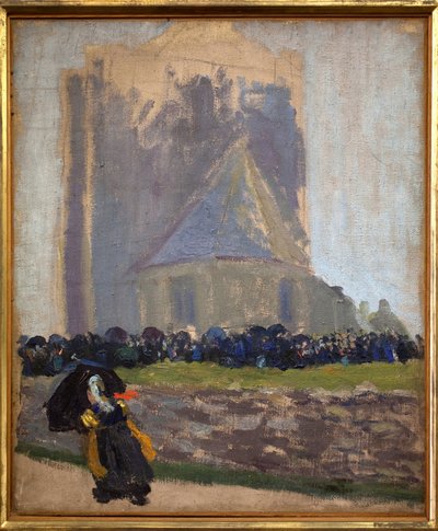 Saint Guenoleのスクエアタワー。 Robert Delaunay (1885-1941) による絵画。 キャンバスに油彩、1905 年頃。ブレスト美術館。 作： Robert Delaunay