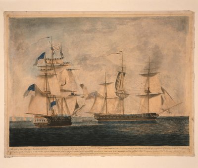 HMSシャノンが1813年6月1日、1813年にUSSチェサピークを占領 作： Robert Dodd