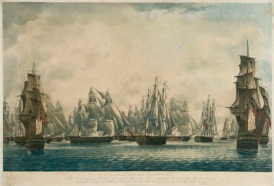 中国艦隊によるリノイの撃退...退却する敵を追って出港する艦隊の船たち 作： Robert Dodd