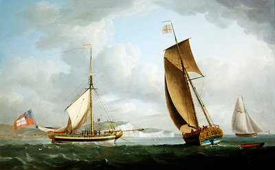 ドーバー沖の2つの位置にあるトリニティ・ハウス・ヨット 作： Robert Dodd