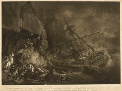1786年1月5-6日夜、東インド会社の船「ハーズウェル号」の遭難（アクアチント、エッチング） 1786年頃 作： Robert Dodd