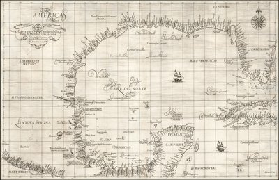 1646年、ロバート・ダドリーによるメキシコ湾の地図 作： Robert Dudley