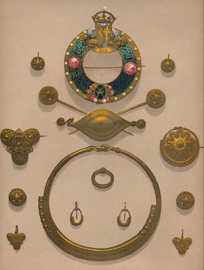 金の装飾品とブローチ、1863年。 作： Robert Dudley