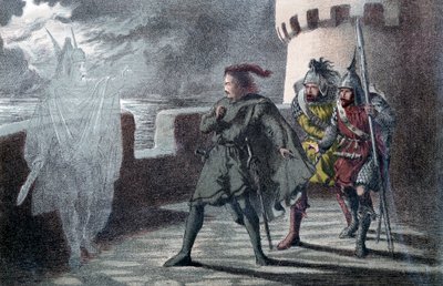 エルシノア城の胸壁で父親の幽霊を見たハムレット 作： Robert Dudley