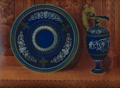 磁器の水差しと高原、1863年。 作： Robert Dudley