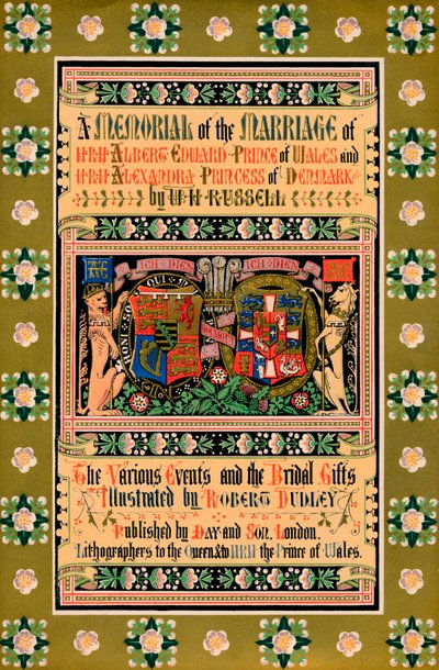 HRHアルバートエドワードプリンスオブウェールズの結婚記念の表紙、1863年 作： Robert Dudley